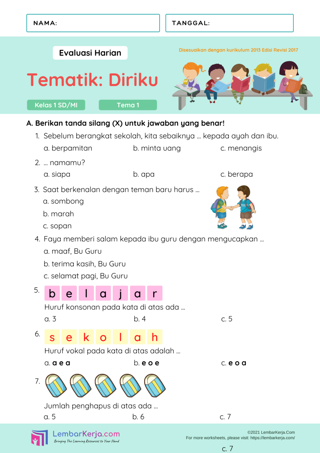 Tingkatkan Pemahaman Anak: Download Soal Tematik Kelas 1 Tema 1 PDF untuk Pembelajaran yang Efektif