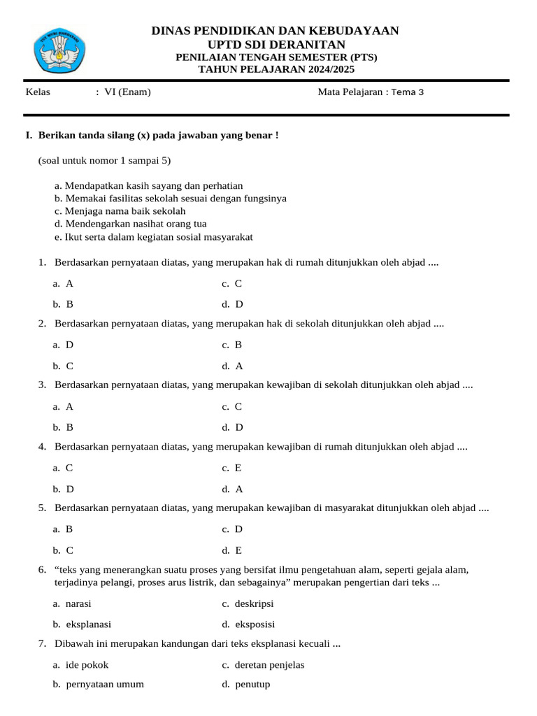 Soal Pts Kelas 6 Tema 3 Sub 1 2 2024-2025 PDF Soal Pts Kelas 6 Tema 3 Sub 1 2 2024-2025 PDF
