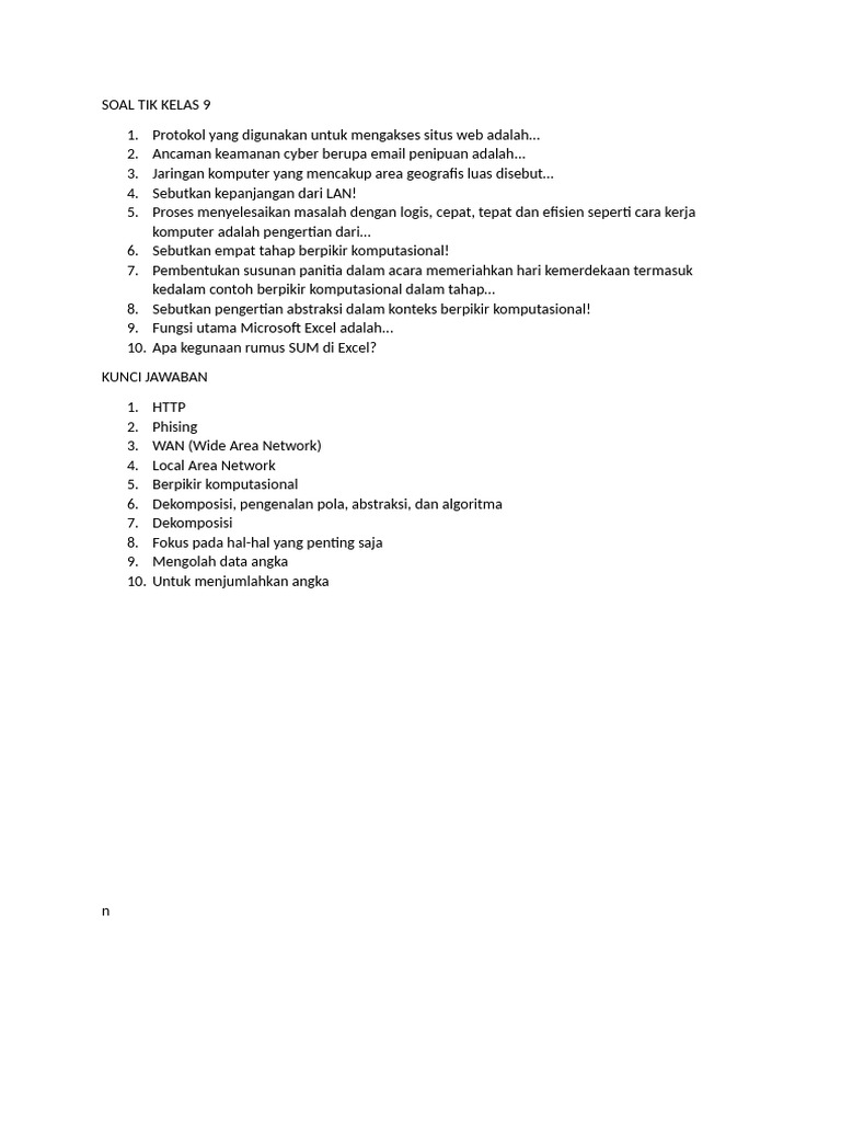 Soal CC Tik Kelas 9 PDF