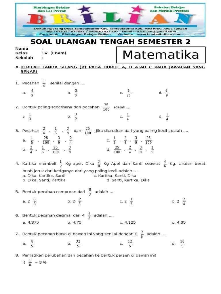 Latihan Soal Matematika Kelas 8 - Piffle me