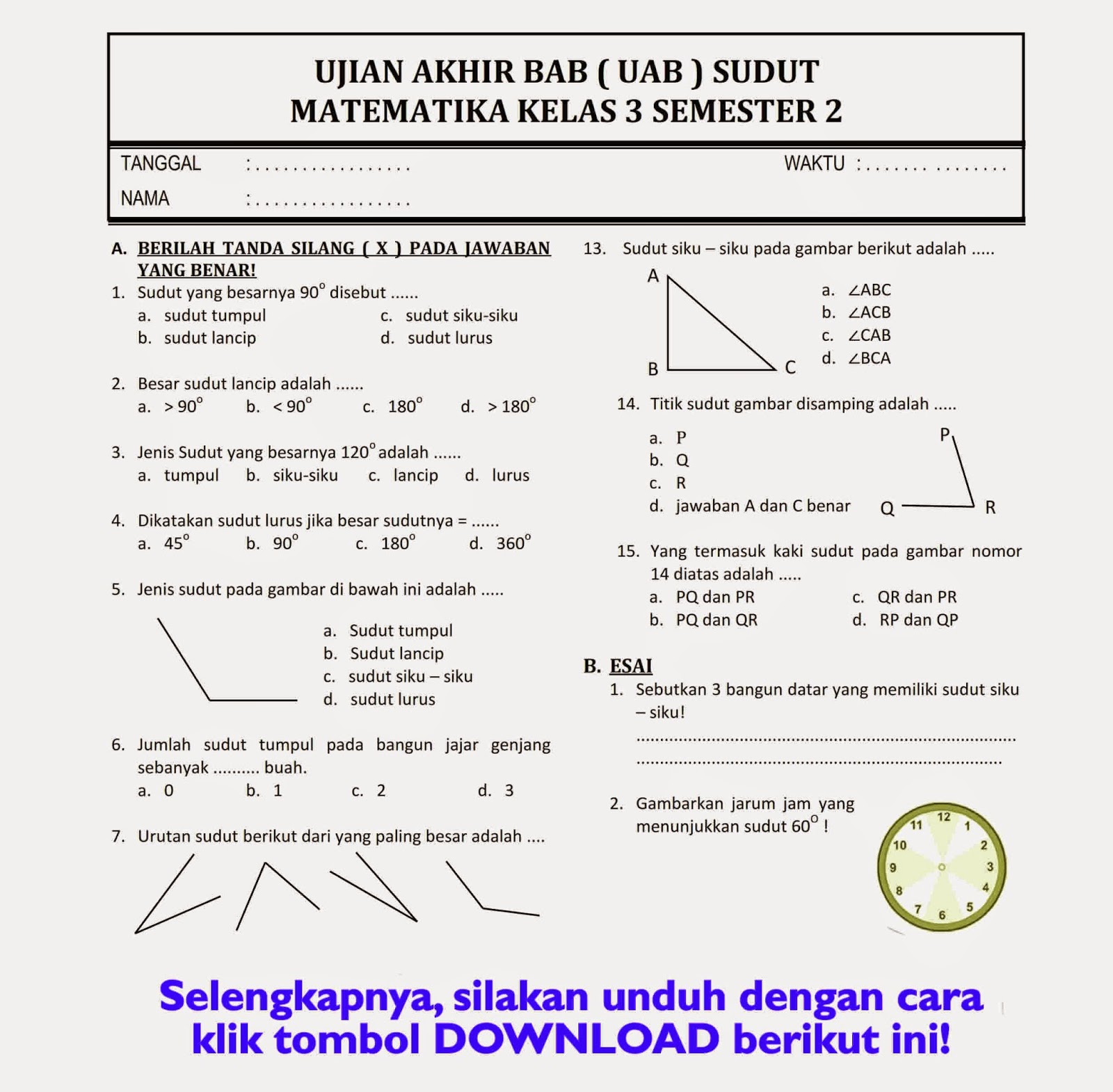 7 Contoh Soal UAS MTK Kelas 3 Semester 2 yang Wajib Dikuasai Siswa di Tahun 2026 7 Contoh Soal UAS MTK Kelas 3 Semester 2 yang Wajib Dikuasai Siswa di Tahun 2026
