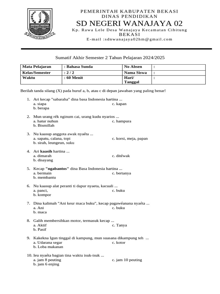7 Soal PTS Bahasa Sunda Kelas 5 Semester 2 Tahun 2026, Ini Bocorannya! 7 Soal PTS Bahasa Sunda Kelas 5 Semester 2 Tahun 2026, Ini Bocorannya!