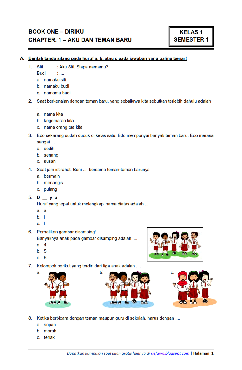7 Contoh Soal Tematik Tema 9 Kelas 1 SD yang Terbukti Bikin Anak Cepat Paham