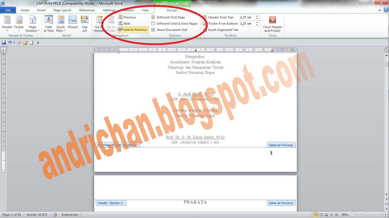 Berbagi Pengetahuan Membuat Halaman Berbeda di MS Word 2010 Berbagi Pengetahuan Membuat Halaman Berbeda di MS Word 2010