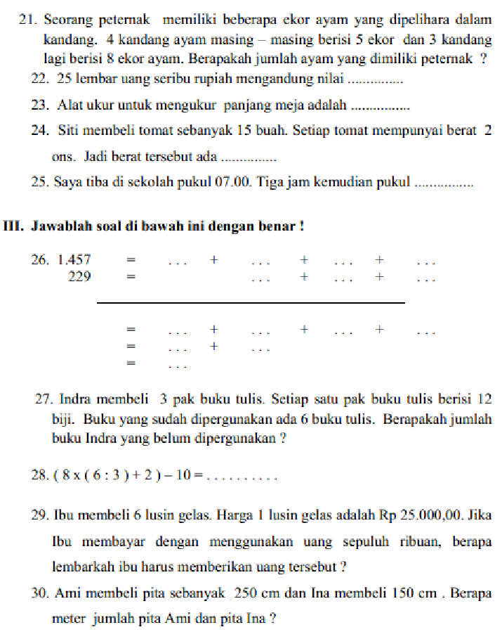 Ternyata Ini Kumpulan Contoh Soal UAS Matematika Semester 1 Kelas 3 SD KTSP yang Wajib Dilatih Sebelum Terlambat