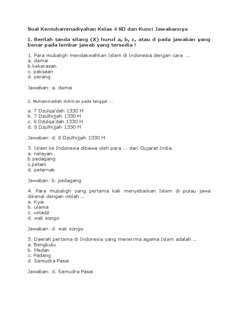 8 Contoh Soal UAS Kemuhammadiyahan SD Kelas 3 PDF Terbaru 2026 yang Wajib Dipelajari Siswa Sebelum Ujian 8 Contoh Soal UAS Kemuhammadiyahan SD Kelas 3 PDF Terbaru 2026 yang Wajib Dipelajari Siswa Sebelum Ujian