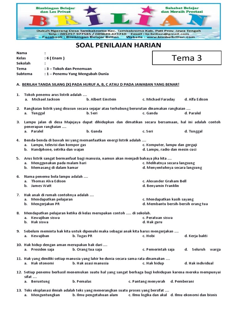 Bocoran Rahasia Jawaban soal subtema 3 tema 1 kelas 6 yang Wajib Tahu Sekarang Bocoran Rahasia Jawaban soal subtema 3 tema 1 kelas 6 yang Wajib Tahu Sekarang