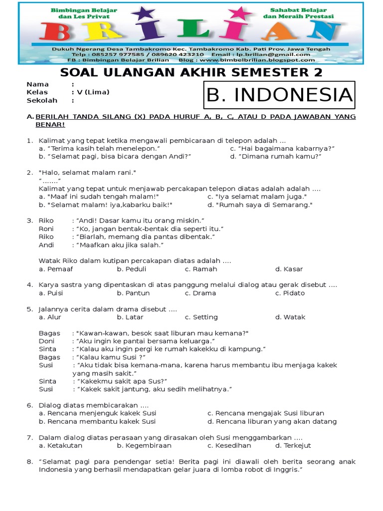 Rahasia Lulus Ujian soal bahasa indonesia tema 2 subtema 1 kelas 5 yang Wajib Tahu
