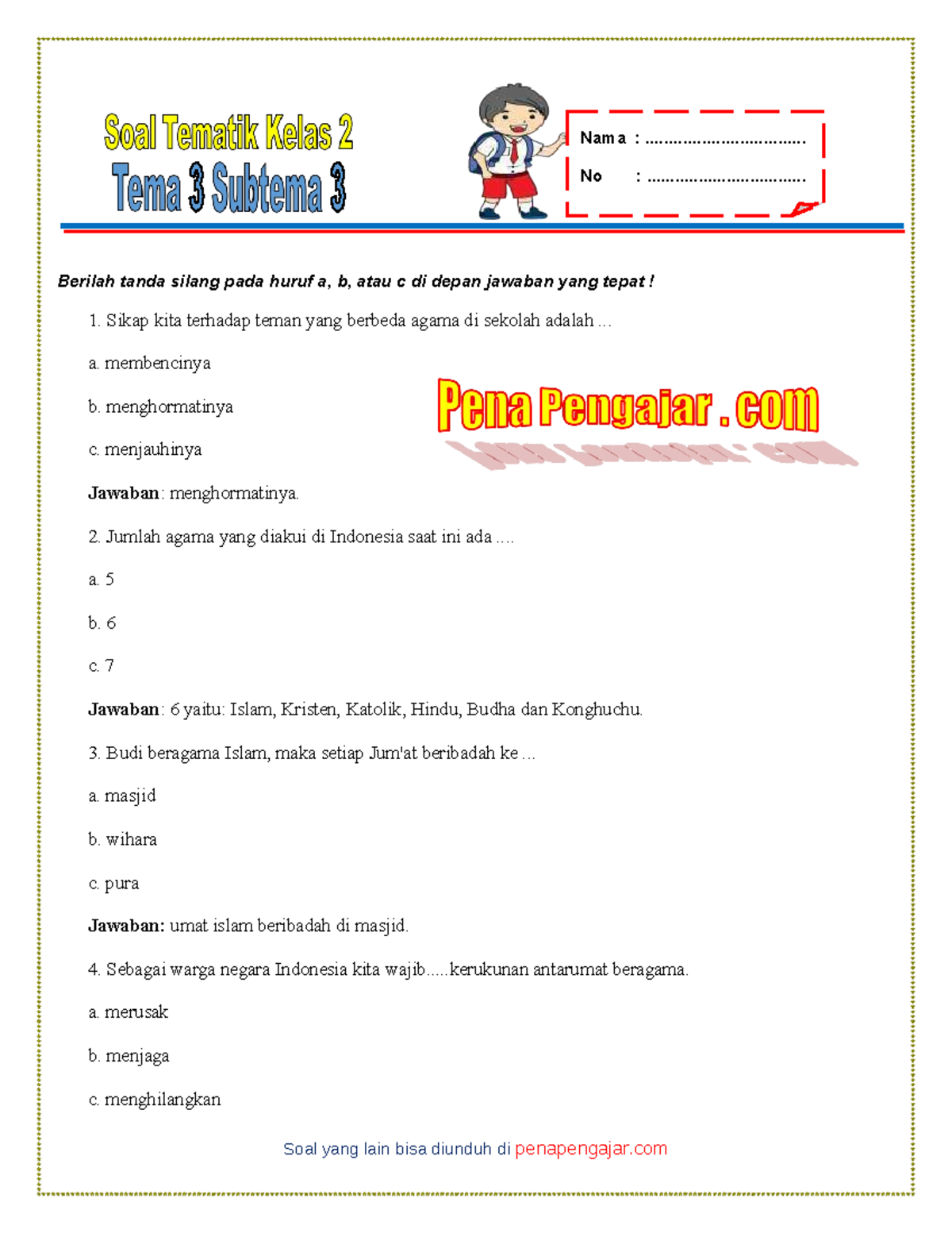 Wajib Tahu! Kumpulan Contoh Soal Kelas 2 Tema 3 Subtema 1 Pembelajaran 3 Terbaru Wajib Tahu! Kumpulan Contoh Soal Kelas 2 Tema 3 Subtema 1 Pembelajaran 3 Terbaru