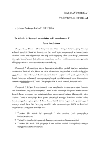Wajib Tahu Rahasia Menjawab Soal Bahasa Indonesia Tema 1 Sub Tema 2 Kelas 6 Terbaru